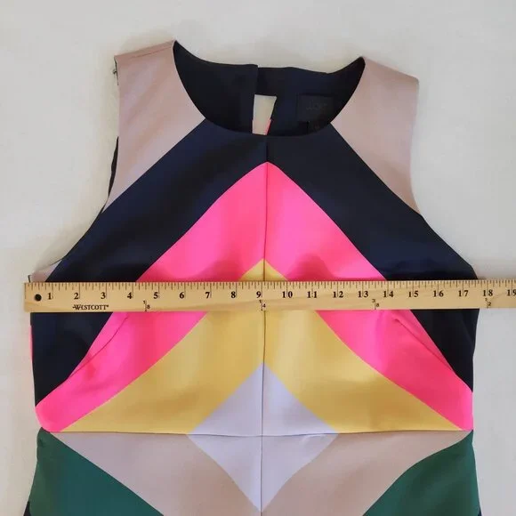 J.Crew Collection Pop Stripe Sheath Dress Chevron Sleeveless Maximalist Party - Picture 9 of 9
